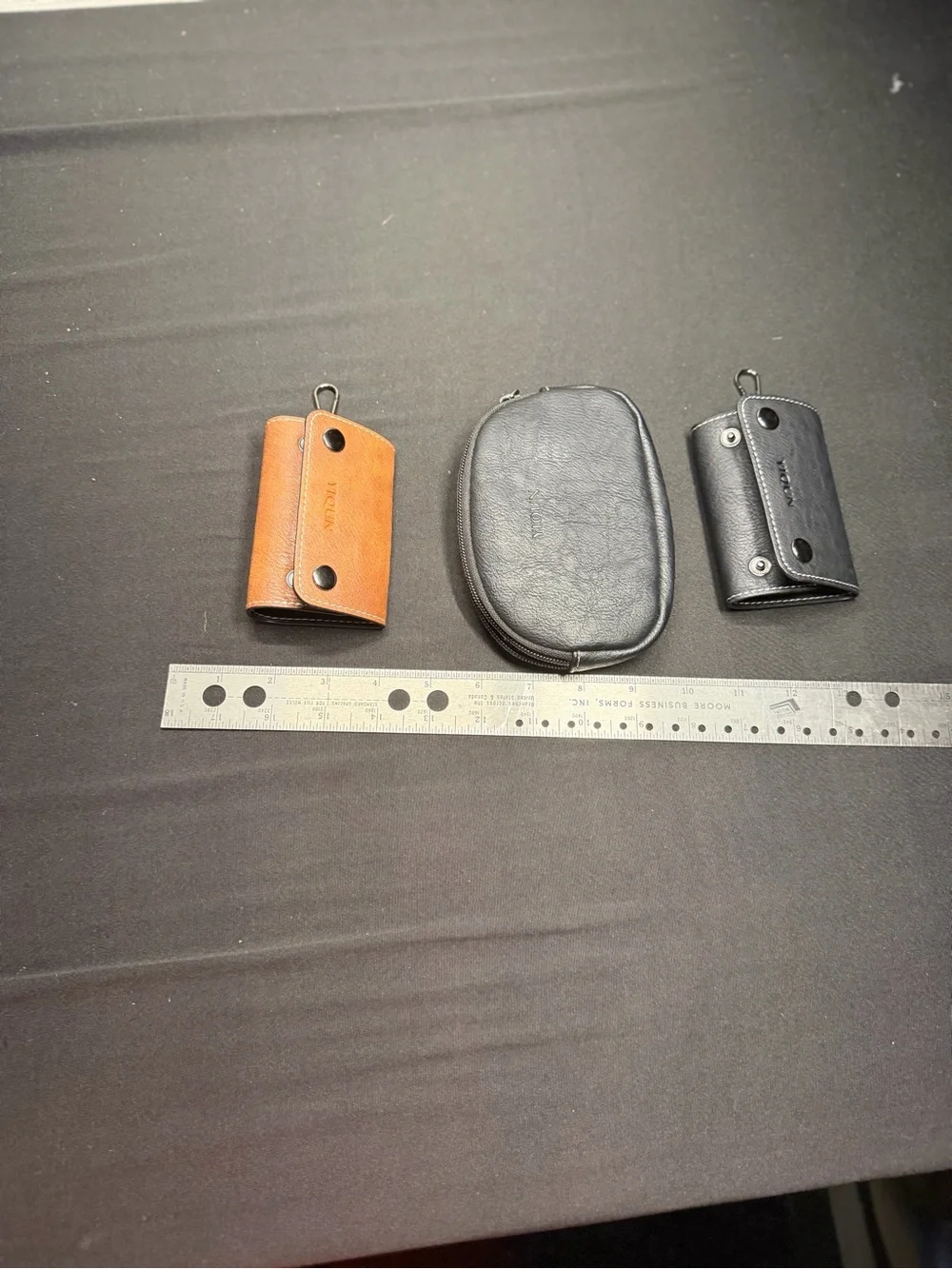 Leather Key Pouch - Brown and Black